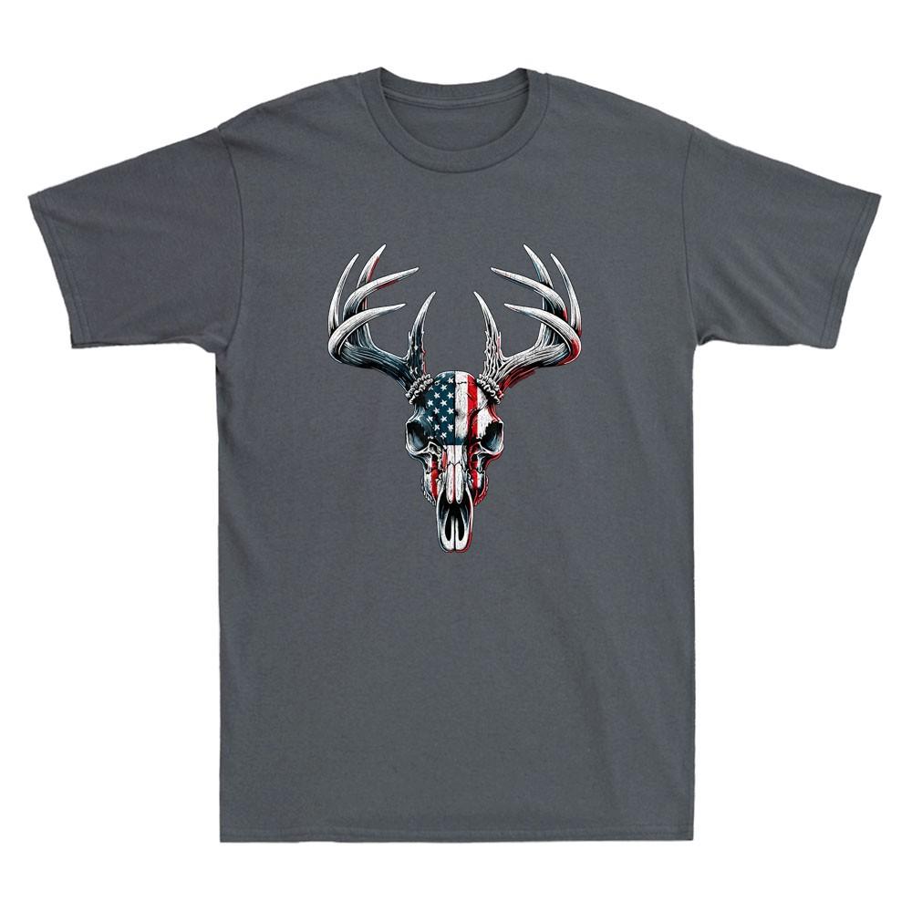 Whitetail Deer Hunting On Buck Skull Horror Graphic Unisexs Short Sleeve Tshirt
