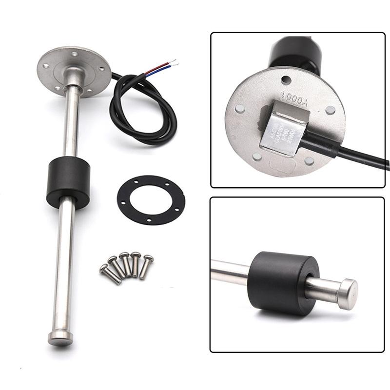 100-500mm Stainless Steel Marine Fuel Level Gauge Sensor Fit Boat Car Fuel Level Gauge Meter 0-190 ohm with Red Light Custom