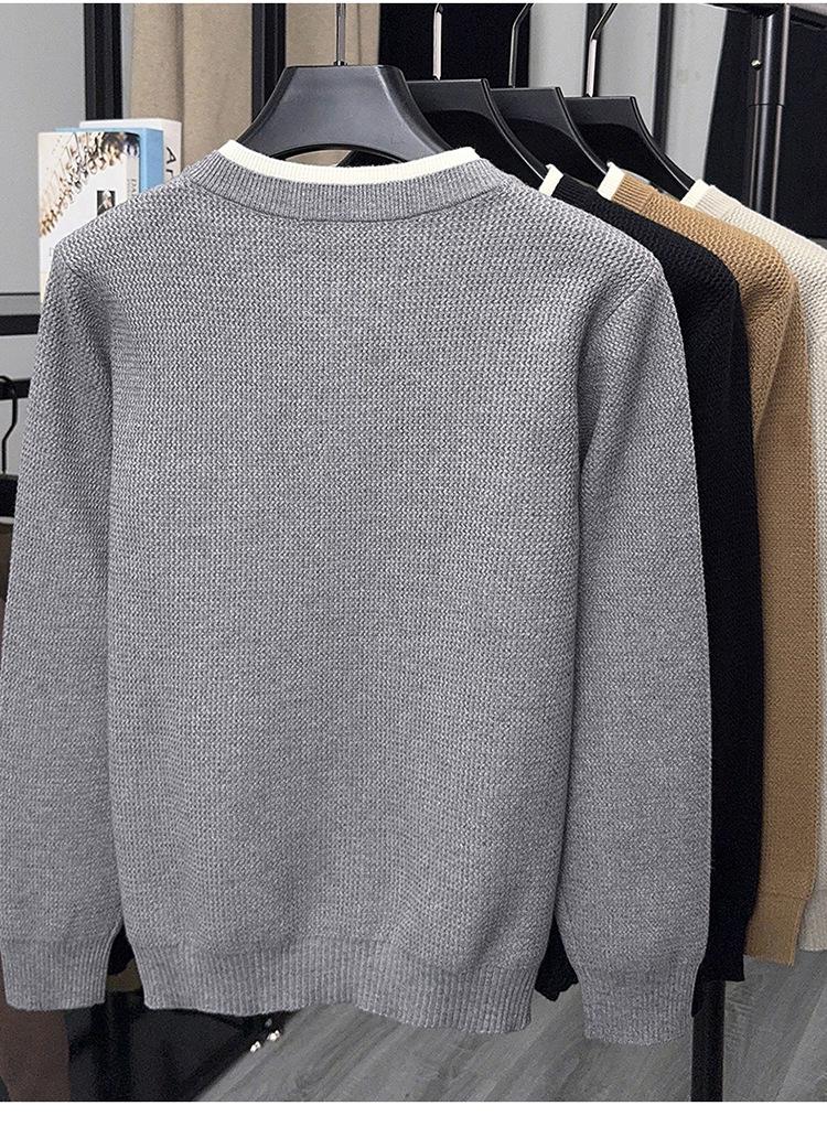 Men's Casual Solid Color Knitwear - Cross-border Autumn/Winter Versatile Base Layer