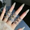 Full of Diamonds Hollow Flower Brushed Personality Retro Atmosphere Fashion Ring Cold Wind Niche Simple Versatile Ring