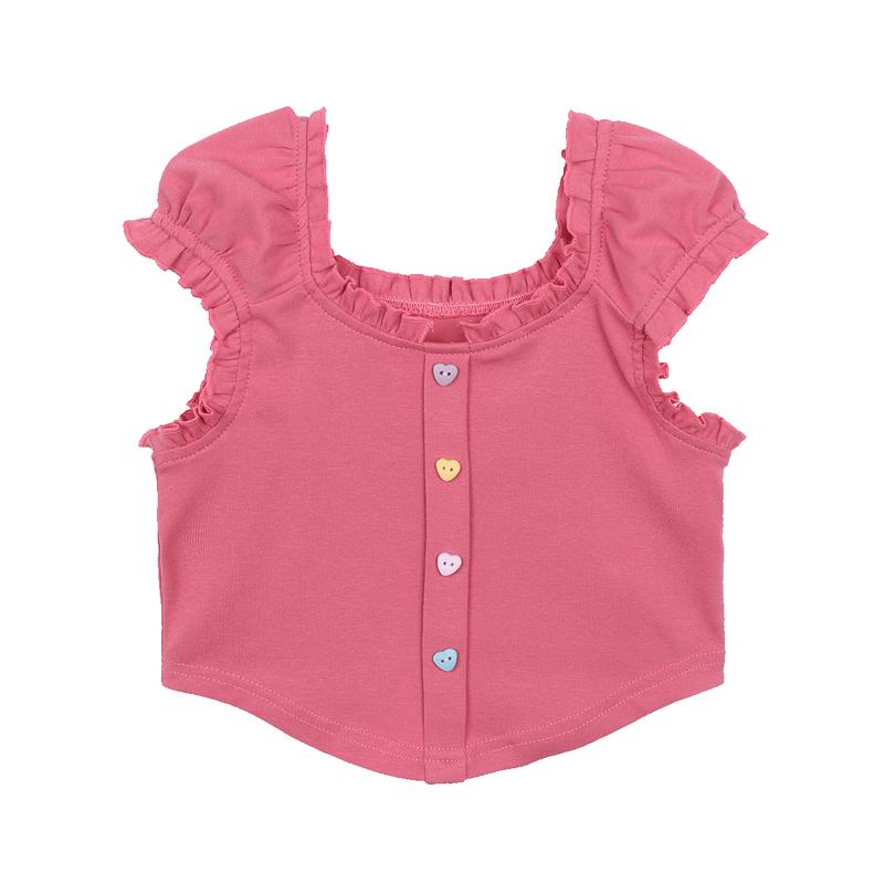 LUSON Girls  Puff Sleeve Short Sleeve Top 120 роза розовый