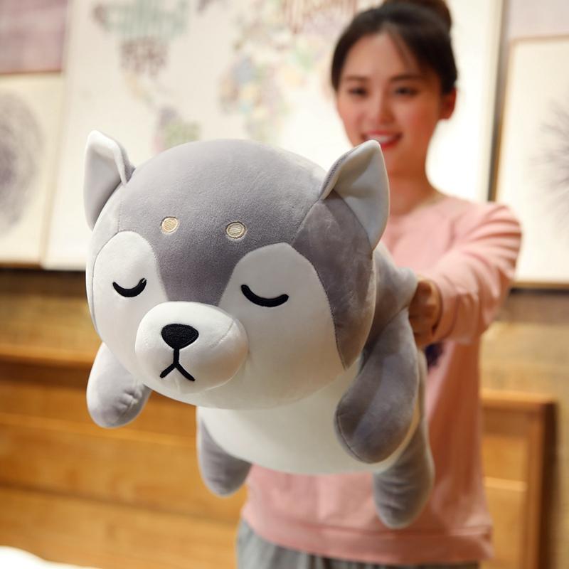

New Huge 35-75CM Cute Corgi & Shiba Inu Dog Plush Toys Kawaii Lying Husky Pillow Stuffed Soft Animal Dolls Children Baby Gift 50cm