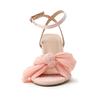 Satin Bow Thick With A Line Buckle Sandals 2025 New Gentle Wind French Fairy All Match Sandals