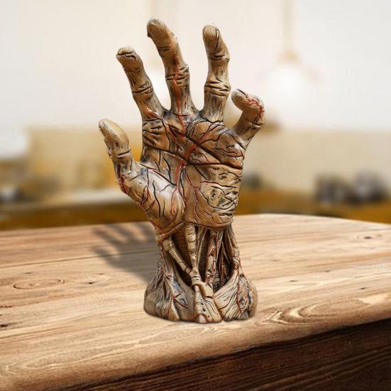Halloween Demon Hand Statue Gothic Zombie Hand Figurine Resin Creepy Palm Sculpture Home Office Desktop Ornament Decoration