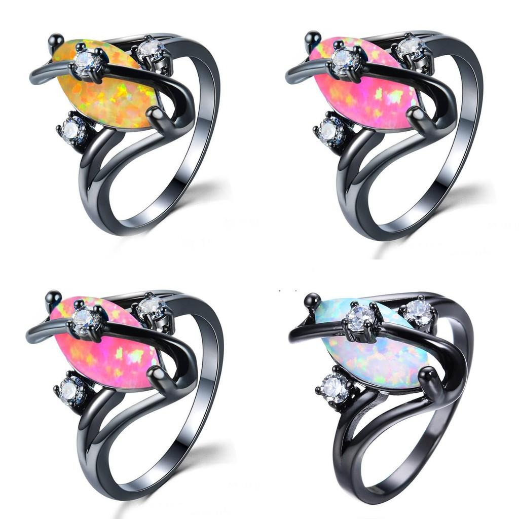 Wish Black Gold Oval Cz Ring With Water Drop Shape For Womens Fashion Accessory