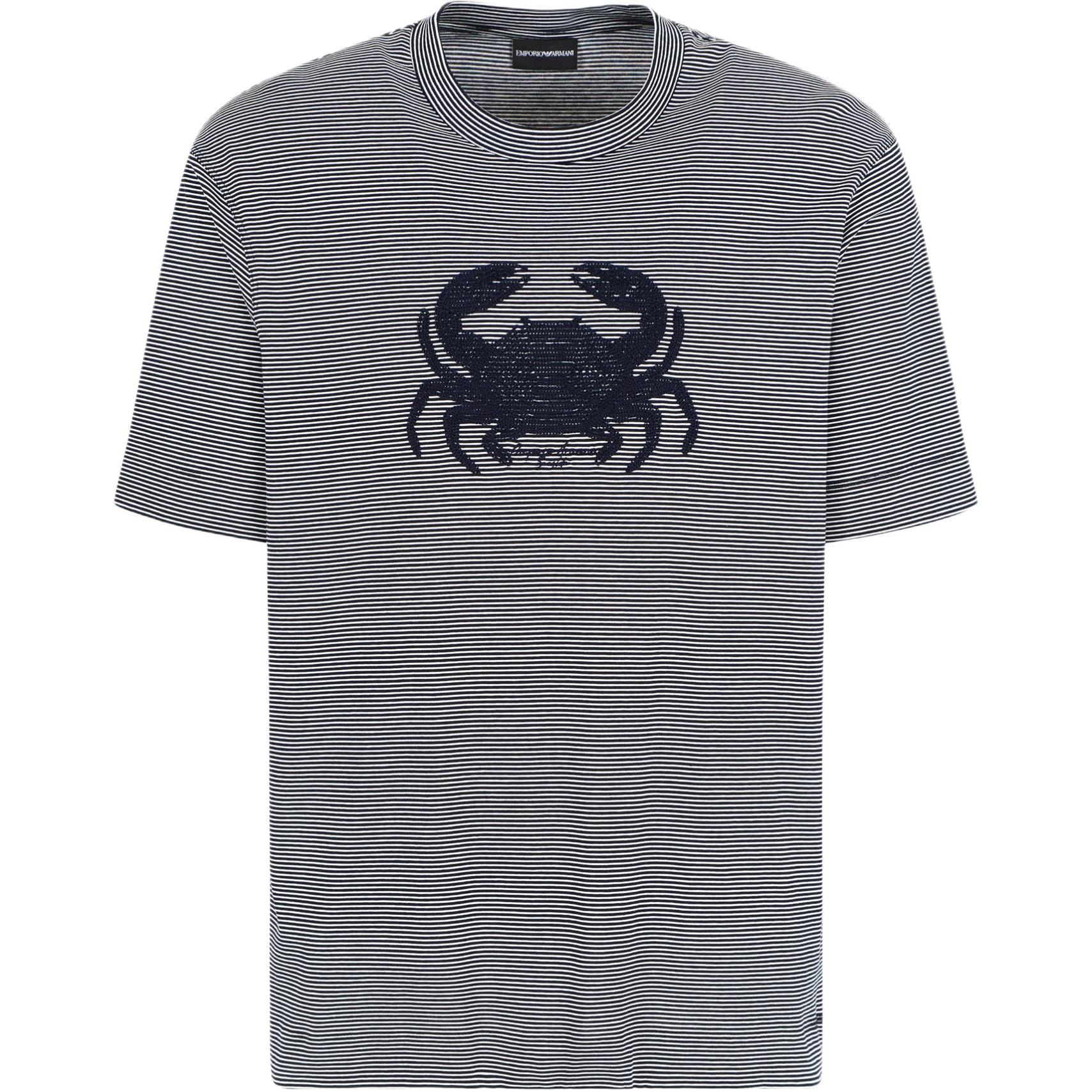 

Emporio Armani Cotton Fitted Short Sleeve Round Neck Striped Embroidered Casual T-Shirt Men tops Gray EM000824-AF12927-F0022 L
