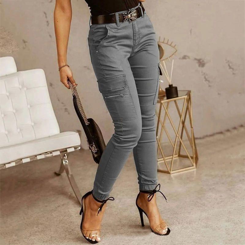 

Solid Color Buttoned Ankle Overalls Solid Color Buttons Ankle Banded Working Pants plus Size Female Gray(1) XXL