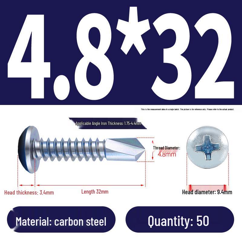 Stainless Steel 304 Phillips Round Head Self-Drilling & Tapping Screws, M3.9/M4.8/M5.5 Swallowtail Bolts
