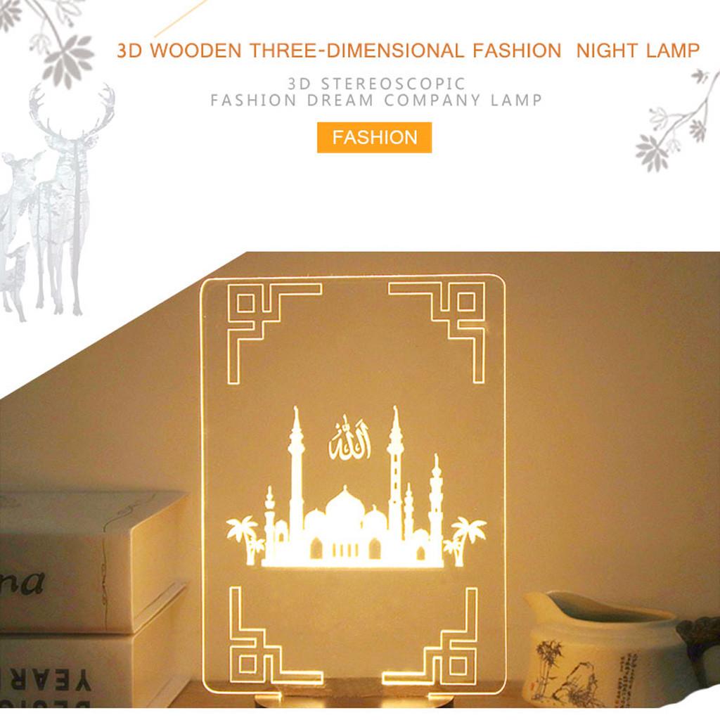 Muslim Ramadan 3D Night Light Table Desk Lamp Light USB Bedroom Child