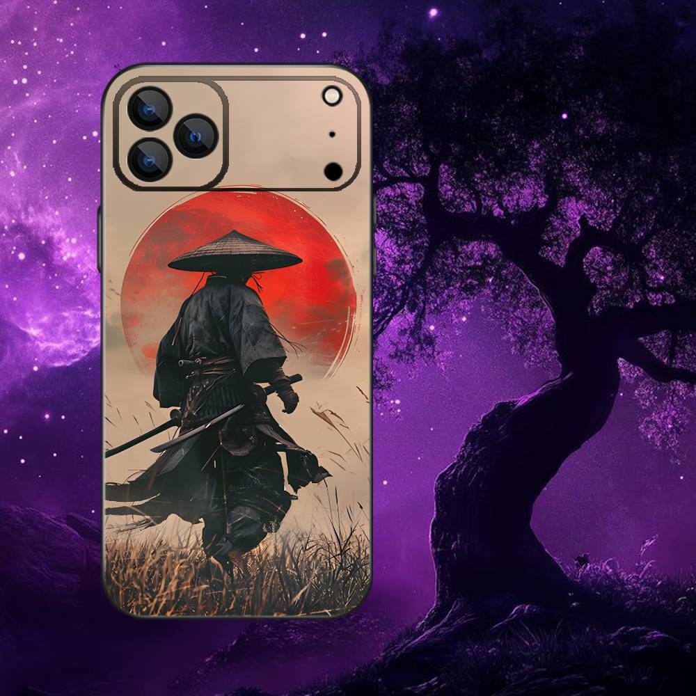

Japan Samurai Phone Case For iPhone 17,16,15,14,13,12,11,Pro,Max,Plus,E,SE4,Air,Mini Black Soft Funda iPhone17air