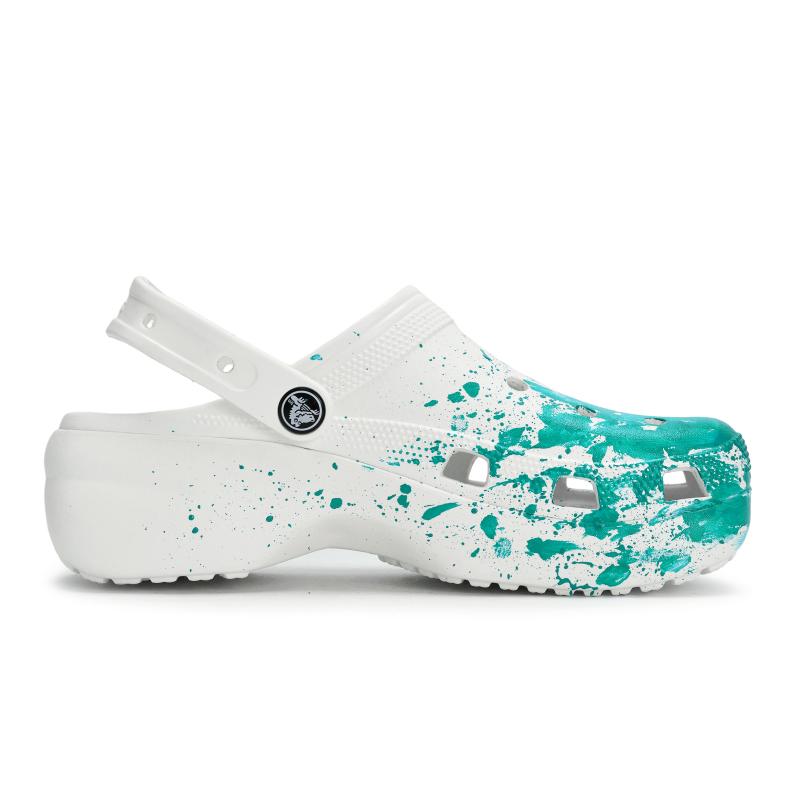Crocs 811 Manufacture Colourful Live Special Shoe Box Fluid Ink Splash Hole Shoes Unisex White
