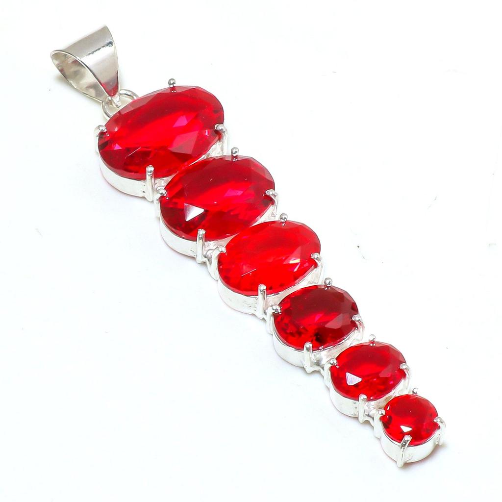 Srebro Próby 925 Czerwony Granat Kamień Szlachetny Ręcznie Robiony Wisiorek Biżuteria Wisiorek Gwiazda Biżuteria Wisiorek Gwiazda Biżuteria Dla Dziewcząt Kobieca