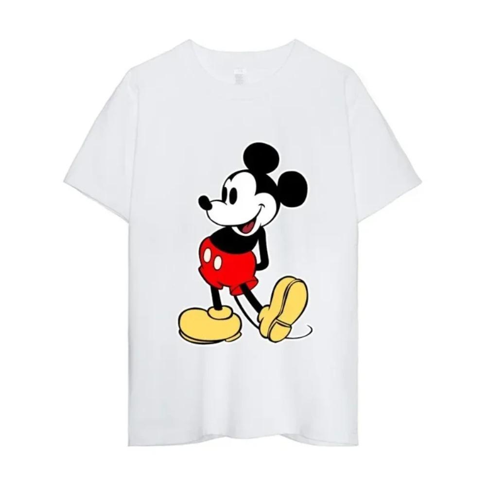 MINISO Mickey Mouse T Shirt Women Couple Combination Clothes Short Sleeve Collar Fashion Man Cotton
