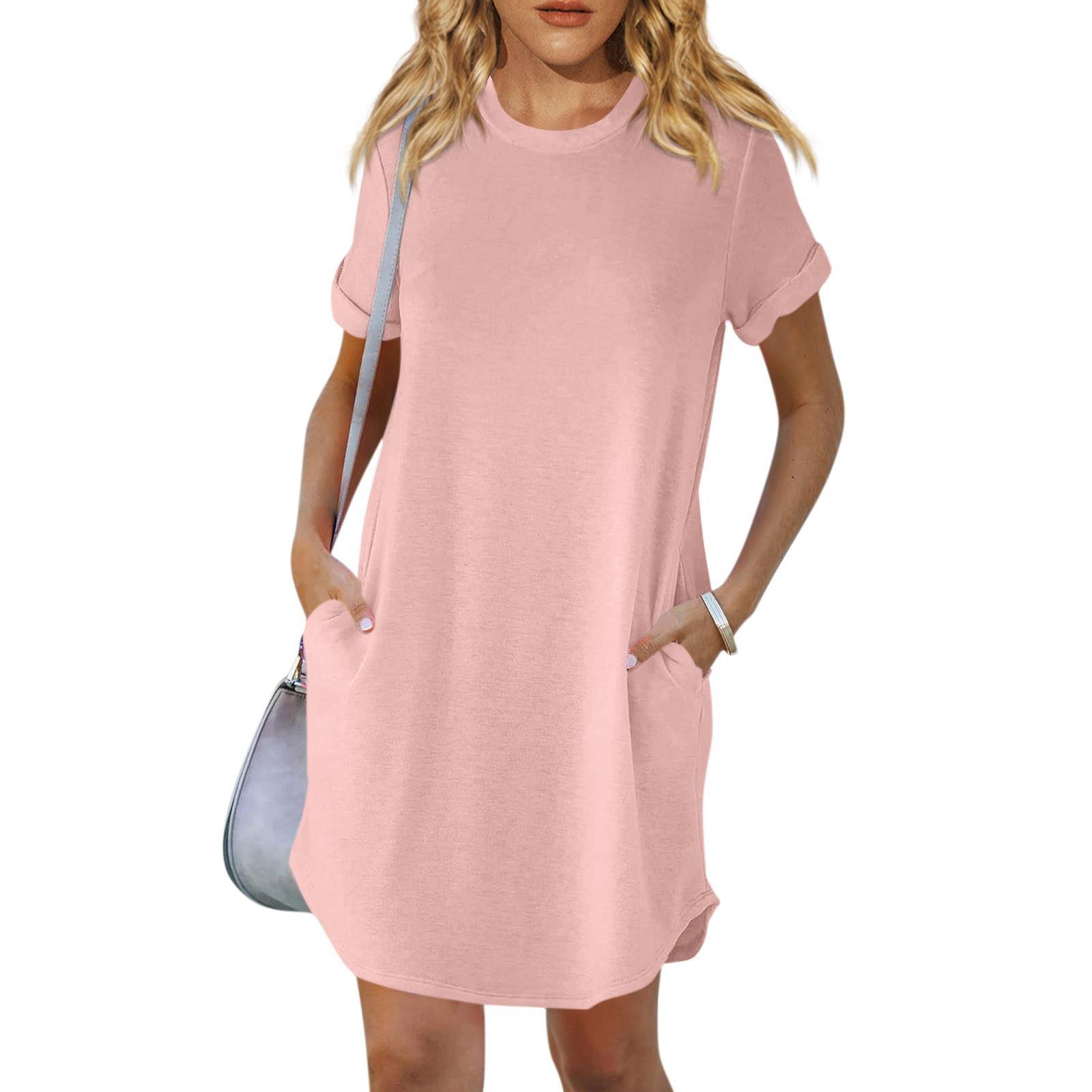 

Женские повседневные футболки с короткими рукавами и карманами Платья Платья Платья с короткими рукавами XL белый