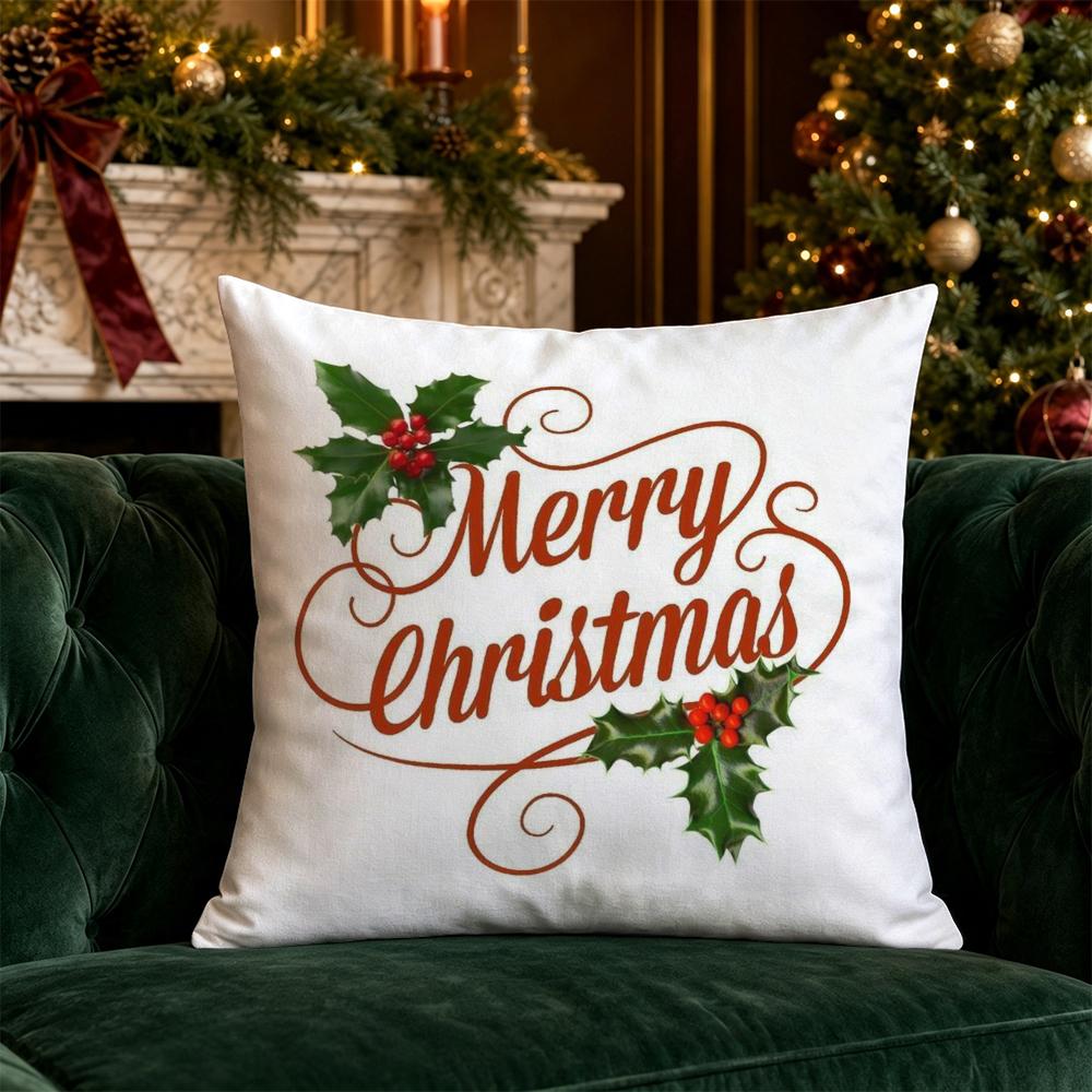 Christmas Themed Throw Pillow Covers Pattern Cushion Cover Suitable for Sofa Bedroom Car Pillow Cover