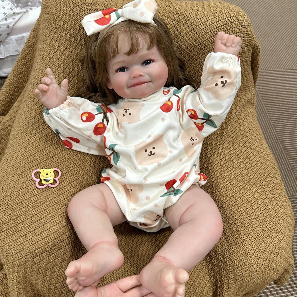 Minunat 60cm realiste renăscute păpuși Raya moale pânză corp nou-născuți bebeluși păpușă viu zâmbitor fată prințesă simulare păpuși copil mic cadouri de ziua copiilor