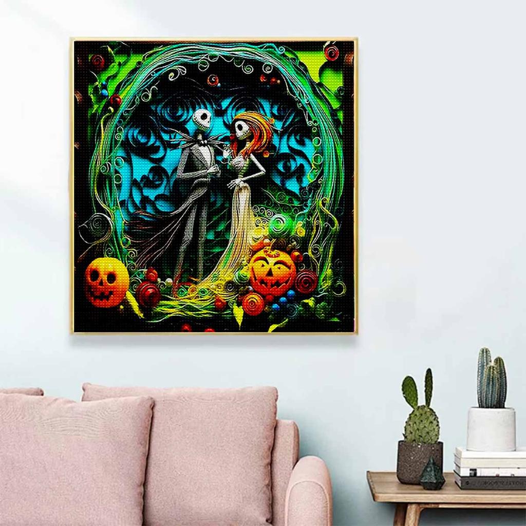 5D DIY Diamond Painting Kit, Skeleton Lover, Adult Beginner 5D Round Diamond Embroidered Crystal Mosaic Crafts, Suitable for Home Wall Settings