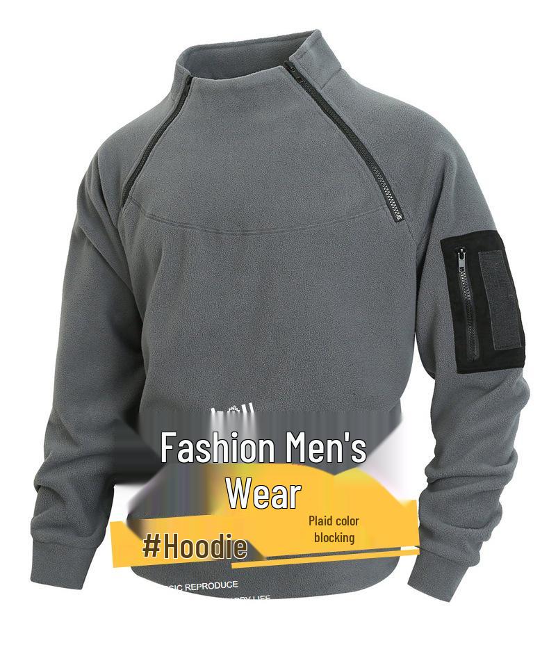 Men's Double Zipper Collar Hoodie - Autumn/Winter Trendy Street Casual Jacket