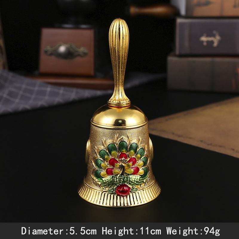 Europäischer Stil Pfauen-Glocken Metall-Handglocken für Senioren Kleinkinder Erwachsene Kinder Rufglocke Handglocke für Bar Hotel