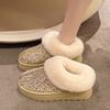 Fashion Winter Snow Boots Women's Fashion Round Toe Sequin Platform Non-Slip Wear-Resistant Plush Warm Cotton Boots