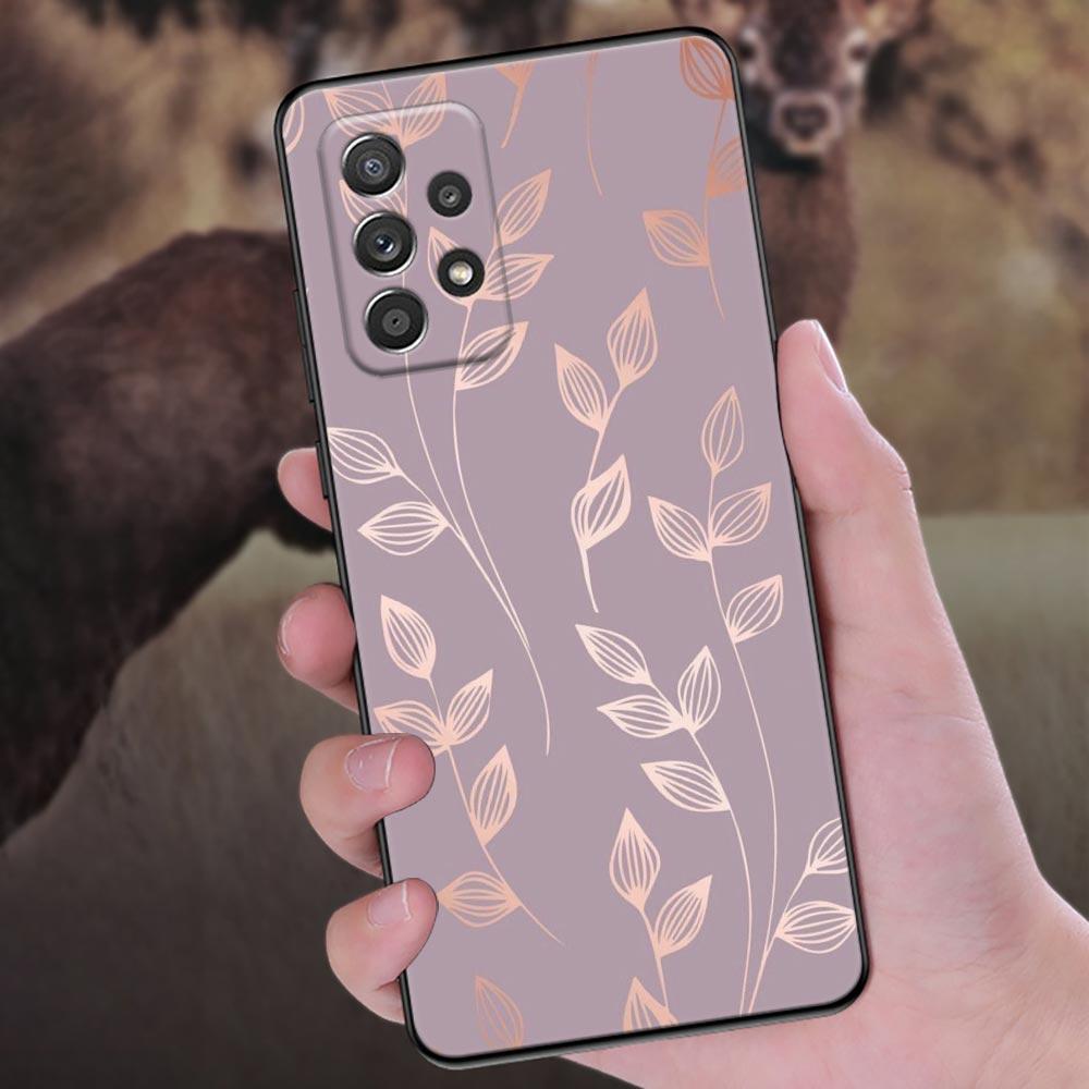 Pink Glitter Hearts Love Grass Leaf Phone Case For Samsung Galaxy A57 A56 A37 A55 A36 A26 A54 A52 A35 A34 A17 A16 A15 A07 Cover