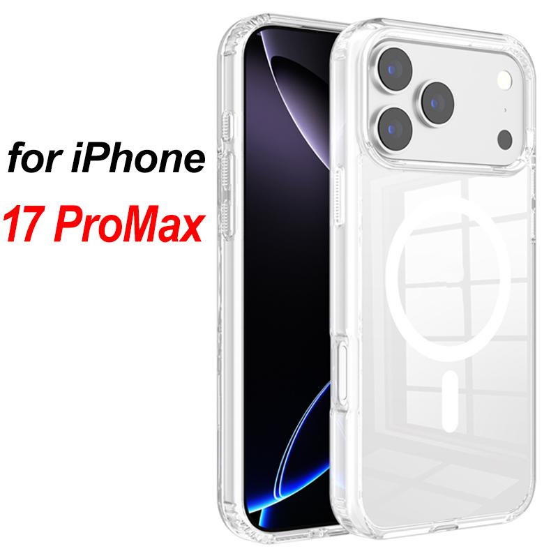 IPhone 17 17Air 17Pro Max Shockproof Transparent Shell PC Clear Cover for IPhone17 for Magsafe Wireless Charge Magnetic Case For