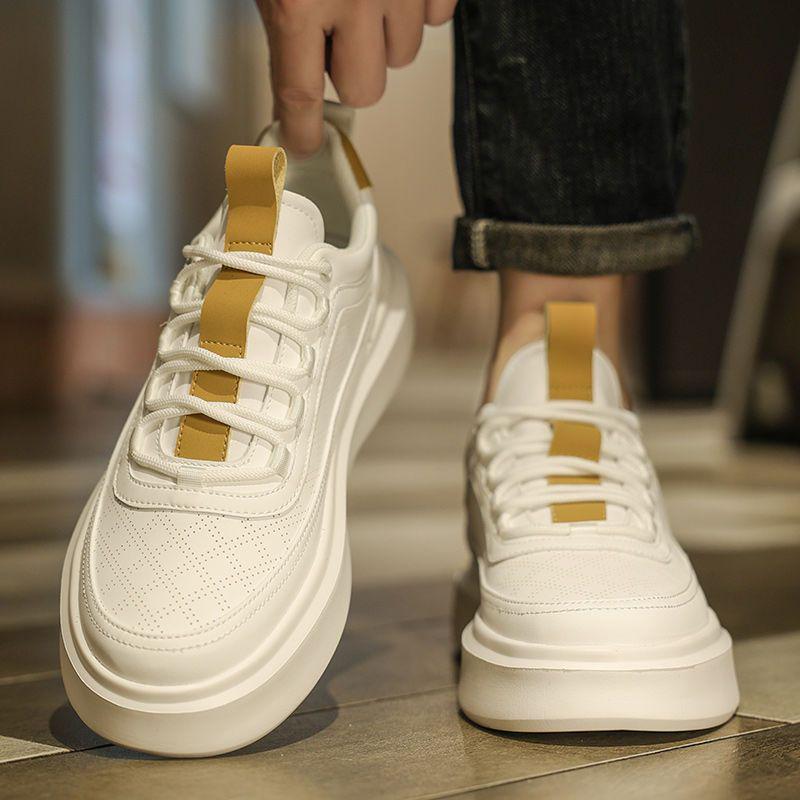 Men's 2025 Summer Breathable Casual White Sneakers - Non-slip, Thick Sole, Versatile Sports Shoes