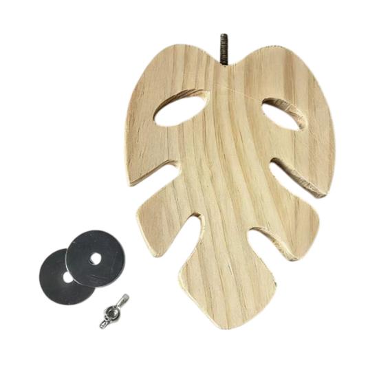 

Bird Cage Perch Wood Parrot Platform Stand Monstera Leaf Flat Bird Perch with Pinecone for Cockatiels Conures African Greys Chewing Resting Nail S