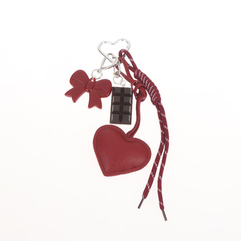 Fashionable Retro Bow Heart Bag Charm Y2K Ins Style Woven Rope Keychain Pendant Girly Trendy Car Key Holder Gifts