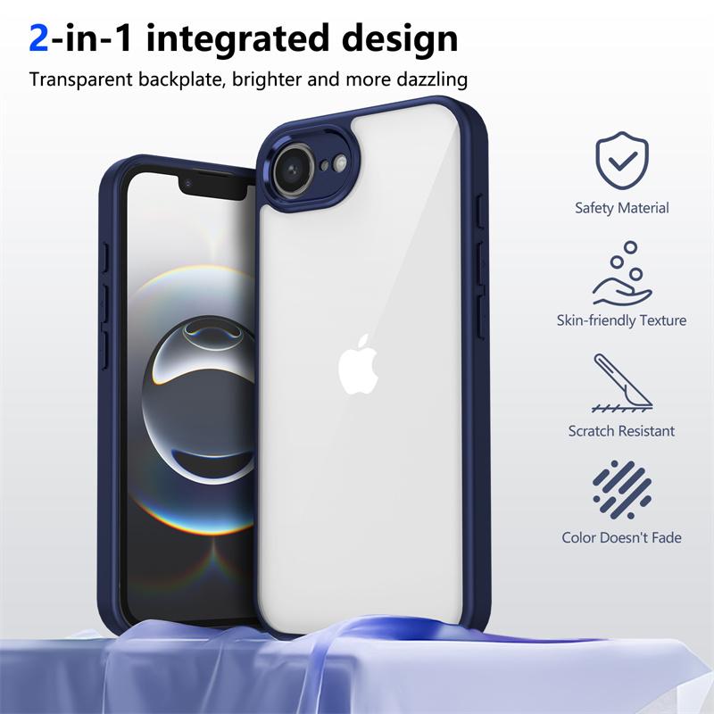 For iPhone 16E SE4 2025 Case Plating Silicone Bumper Shockproof Clear Back Cover Hard Phone Case for Apple iPhone 16E Iphone16E