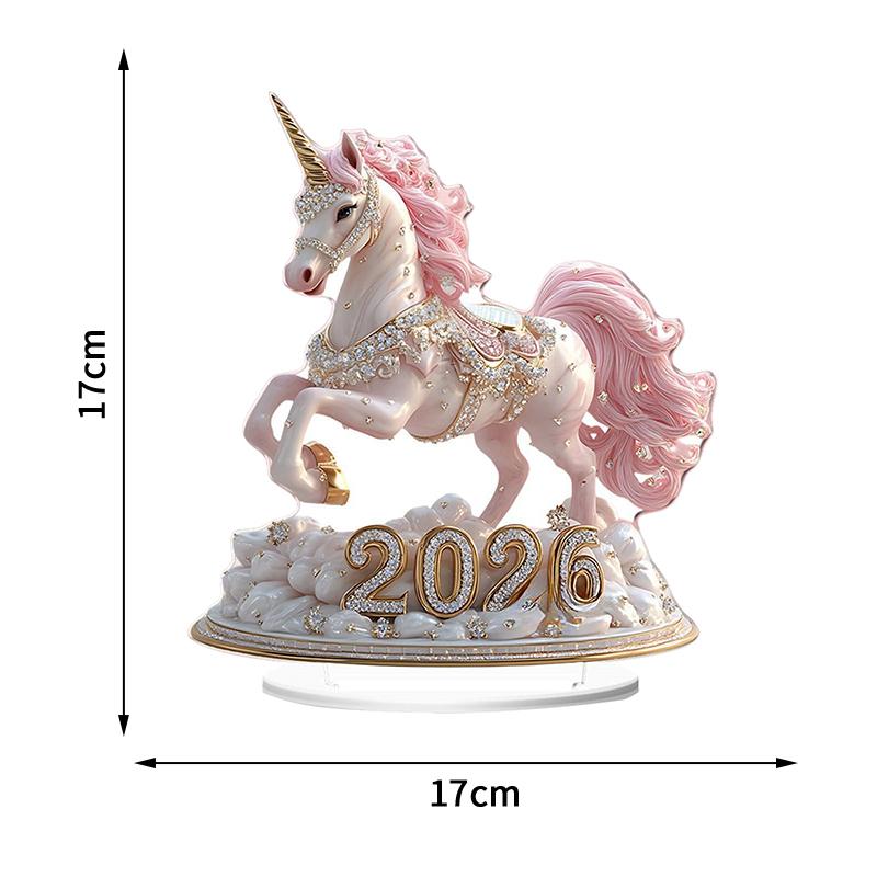 2D Acrylic Ornament 2026 Year Of The Horse Desktop Decorate Miniature Statue Pony Festival Decor Home Office New Year Gift