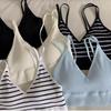 Camisole Bra One-Piece Padded Anti-Slip Versatile Student Solid Color Stripe Small Sling Camisole Underwear