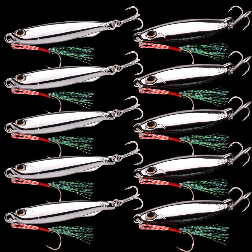 

10PC/lot Metal Cast Jig Spoon 10g 20g 30g 40g Lures set With Hook Casting Jigging Fish Sea Bass Fishing Lure Artificial Bait