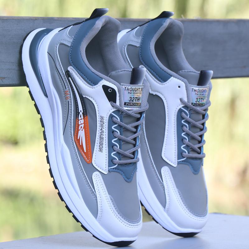 New Waterproof Leather Sneakers Trendy Shoes Lightweight Casual Shoes Soft Sole Non-slip Running Shoes