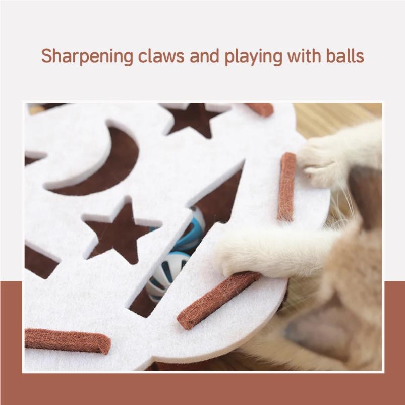 Cat Puzzle Toy Felt Puzzle Box Cat Exercise Toy With Ball Indoor Sports Entertainment Hunting Cat Toys For Indoor Cats