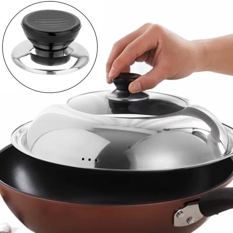 Universal Pot Lid Handle Mounting Screw Kitchen Cookware Replacement Handle Stainless Steel Base Round Plastic Fixed Knob