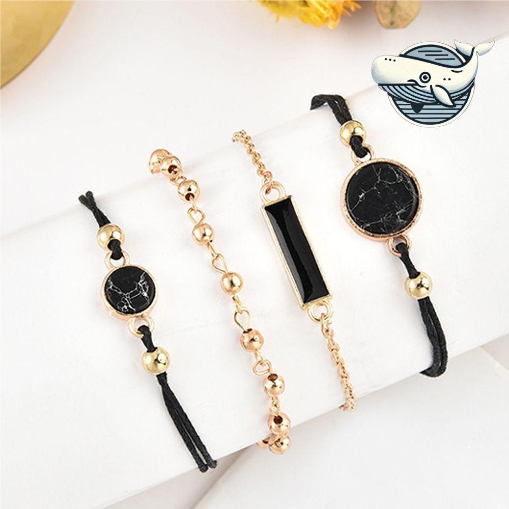 Women's Black Layered Bracelet Trendy Beaded Jewelry Bracelet Women's Bracelet Jewelry Layered Bracelet Set