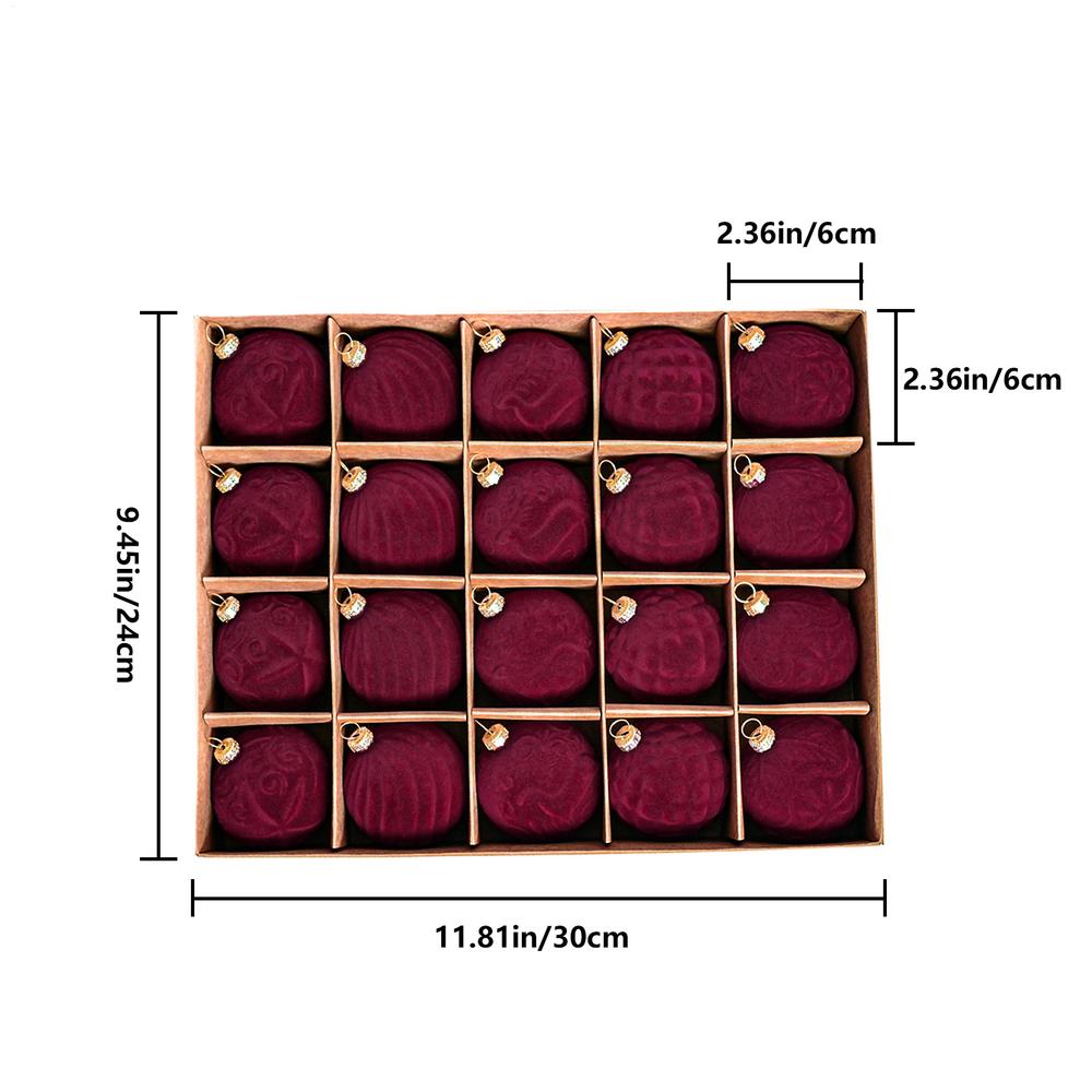 Samt Christbaumkugeln 20 Stück/Karton 6cm Beflockte Baumkugeln Anhänger Ornamente Luxuriöses Design Dekoration Für Weihnachtsdekoration