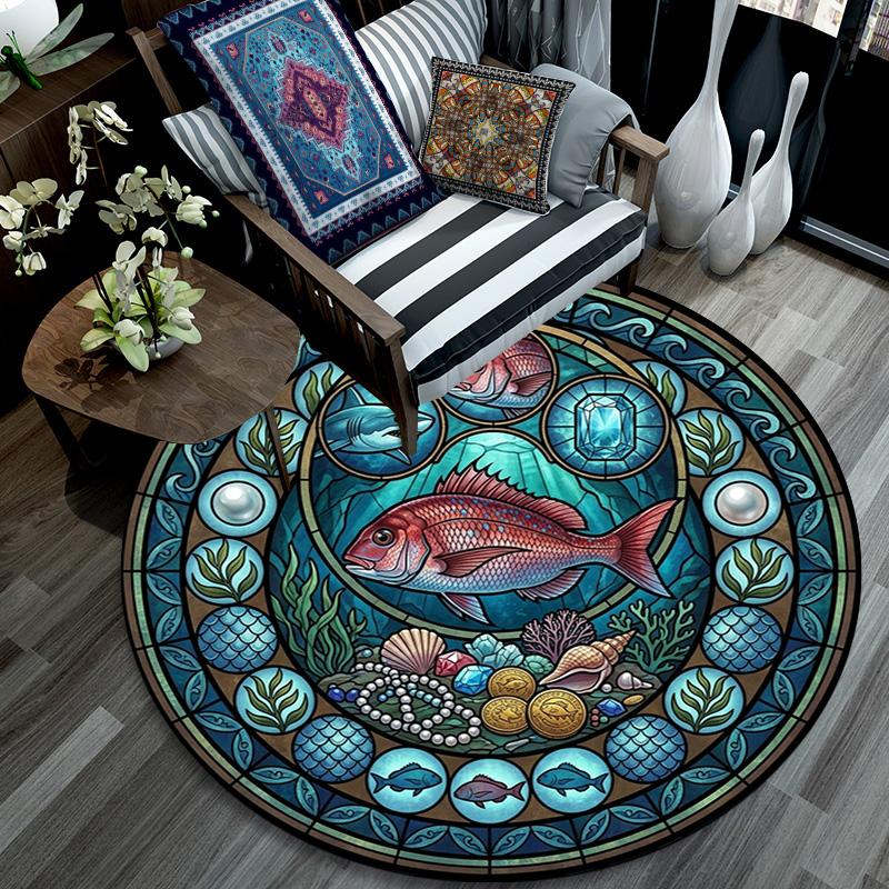 Aquatic Life Cycle Round Area Rug Under Office Chairs Bedroom Living Room Home Decor