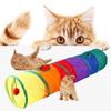 Rainbow Pets Chase Game Passage Polyester Foldable Puppy Kitten Play Tunnel Tube Lightweight with Hang Ball Pet Self-playing Toy