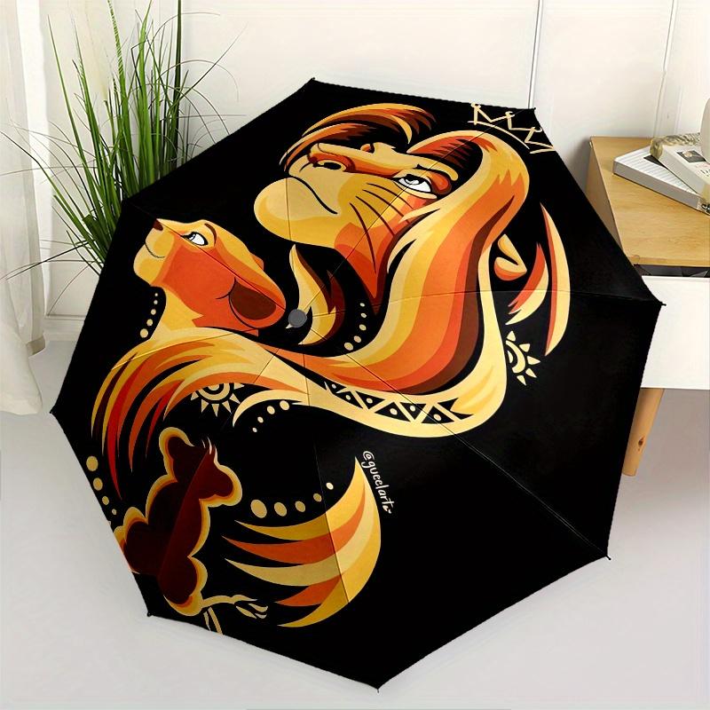 

Lion King,Simba Themed folding umbrella, the best choice for gift giving, 8 ribs, casual, durable, lightweight and portable travel umbrella,