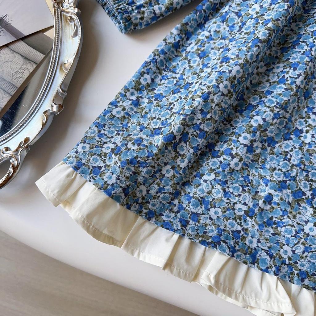 Französisches Blumenkleid für Mädchen - Herbst- & Frühjahrsmode ACB093