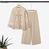 ZANZEA Two Piece Suit Women V Neck Long Sleeve Lace-up Blouse and Pants Casual Sets