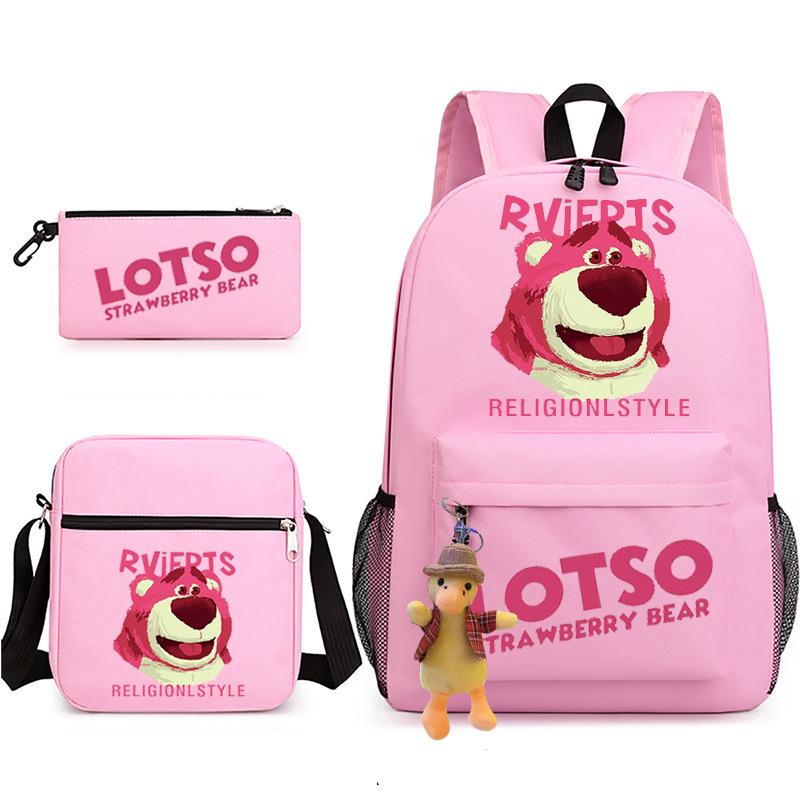 3 Piece School Backpack Set for Students Large Capacity Oxford Cloth Schoolbag with Shoulder Strap and Pencil Case