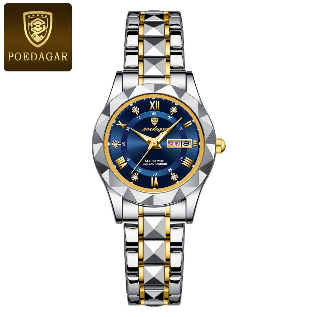 Luxury Brand New Women's Watch Waterproof Double Calendar Luminous Quartz Watch Diamond Ladies Business Clock
