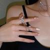 Double Finger Chain Rings For Women Ring Set Tassel Butterfly Zircon Crystal Rings Jewelry Fashion Hiphop Jewelry