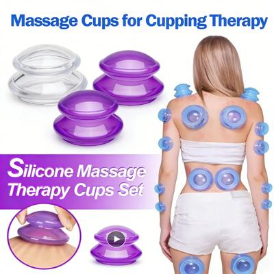 3Pcs Silicone Cupping Set for Body & Face - Vacuum Suction Jars Therapy Slimming Massage Anti-Cellulite Weight Loss Kit