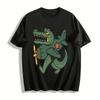 Cartoon Crocodile Plane Print Casual Short Sleeve T-Shirt Pure Cotton T-shirt