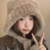 Dam Vinter Plysch Björnöron Hatt med Öronskydd - Stor Passform
