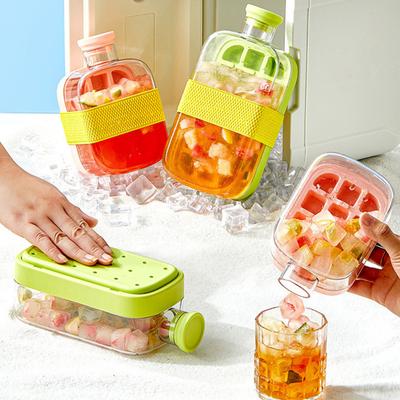 Ice Tray with Lid Bin Efficient Ice Making Mold for Freezer Easy Release No Touch Pouring Ice Cube Maker for Drinks Coffee Cocktail